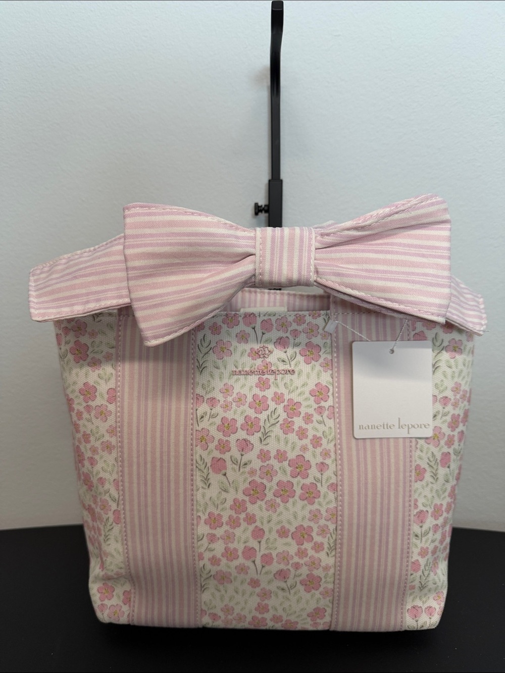 Nanette Lepore | “Pretty Petals-Pink Gingham” Bow-Accent Tote 🌸